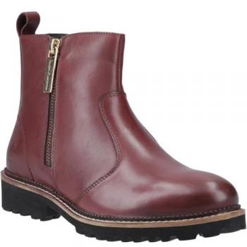 Hush Puppies Women's Grace Zip Suede Burgundy Ankle Boots