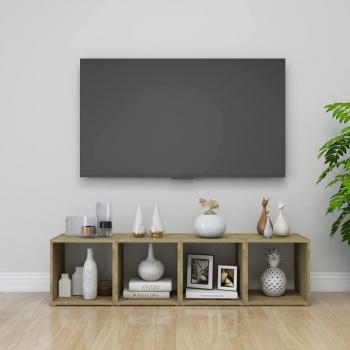 Muebles de TV 4 piezas de madera multicapa de roble Sonoma blanco 37x35x37cm