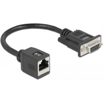 Adaptador en Serie DB9 Hembra a RJ45 Hembra - 20 cm - Negro
