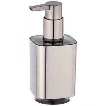 WENKO Dosificador de jabón Auron plata Capacidad: 0.3 l, Plástico, 7 x 16.5 x 8 cm, Plata