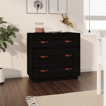 Aparador de madera maciza de pino negro 80x40x75 cm, Mueble de Almacenaje de Salón, Armarios con Puertas, Cajón de Madera, Buffet para salón Moderno, Armario Aux