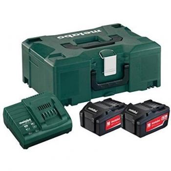 Metabo 685065000 685065000-Combo bateria + Cargador Basic-Set 2X 5,2 Ah en maletín MetaLoc, 36 V
