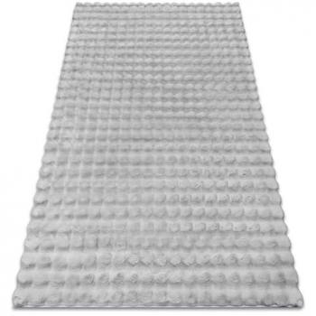 Alfombra Bubble Estructural 3D Imitación Piel de Conejo Plateada 160x220 cm