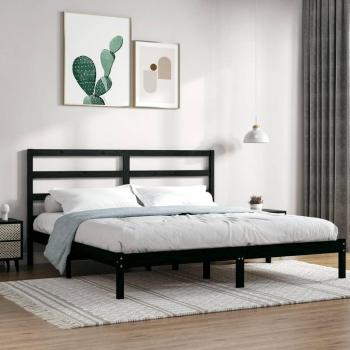 Estructura de cama madera maciza negro Super King 180x200 cm