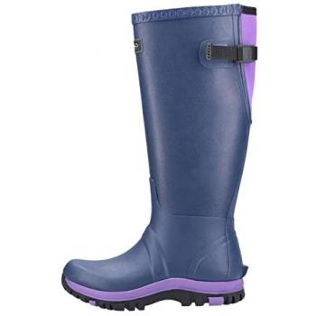 Cotswold Realm Adjustable Rubber Wellington Boots for Women - Blue/Purple, UK Size 6