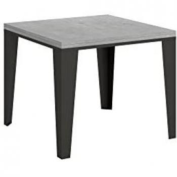 Mesa abatible extensible Flame Libra Cemento 90x90/180 cm con estructura Antracita