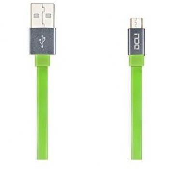 DCU TECNOLOGIC - Conexion Usb A-Micro Usb Plano Aluminio Verde 20 Cm