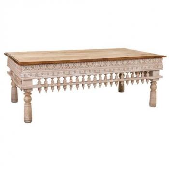 Mesa auxiliar de centro Alexandra House Living de madera de mango, dimensiones 70 x 45 x 120 cm, acabado artesanal