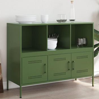Aparador de acero laminado en frío verde oliva 100,5x39x79 cm Vidaxl Verde