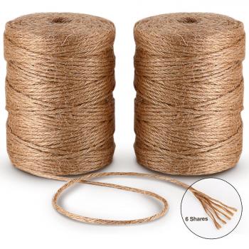 6ply Bramante de Yute 100M*2Pcs Natural Yute Twine Cuerda de Cáñamo Cordel mejor Arts Crafts – Cordel de regalo Twine Industrial de embalaje Materiales resistente cadena para jardinería aplicaciones