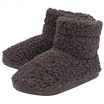 Dunlop Men's Charcoal Furry Sherpa Memory Foam Ankle Boot Slippers
