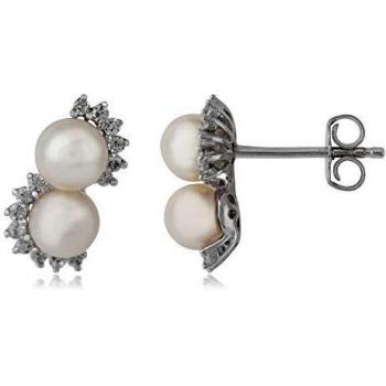 Córdoba Jewels | Pendientes en plata de ley 925 con perla y zirconita con diseño Duo Perla Zirconium Silver