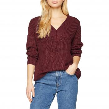 Vero Moda Vmglendora New Deep Back Blouse, suéter para Mujer, Rojo Winetasting, 40