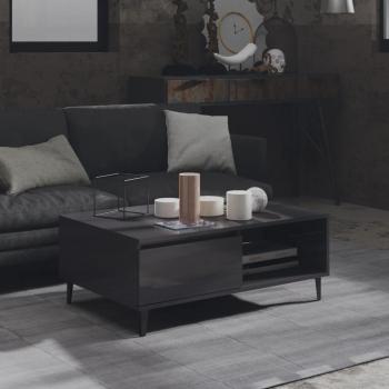 Mesa de centro gris pulido 90x60x35 cm madera multicapa y aglomerado brillante