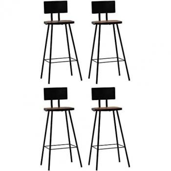 vidaXL 4X Sillas de Bar Madera Reciclada Marrón Asiento Banco Taburete Mueble