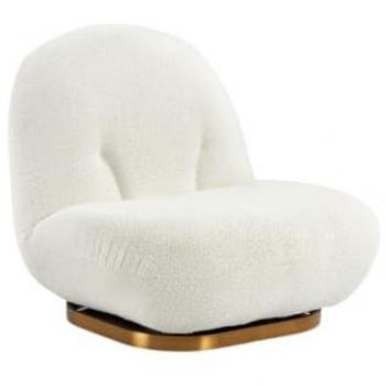 Sillón Giratorio de Tejido Boucle Blanco LODOSA - Diseño Contemporáneo