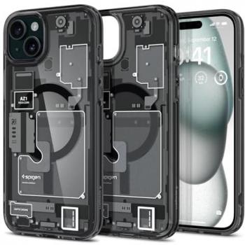 Capa Spigen Ultra Híbrida MagSafe Zero One para iPhone 15 Plus - Protección Alta, Diseño Transparente y Negro