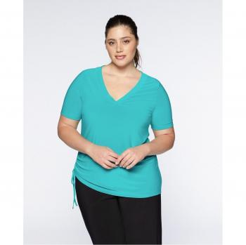 Camiseta de mujer con jareta en el lateral y escote de pico