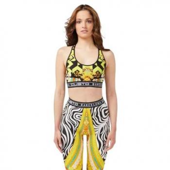Custo Barcelona Multicolor Women's Sunshine Stretch Sport Bra with Logo, Size M