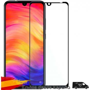 Protector de Pantalla Vidrio Templado 9H/9D Borde Redondo Negro Antigolpes Compatible con Xiaomi Redmi Note 7
