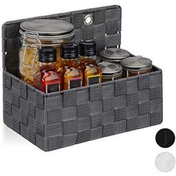 Cesta Organizadora Colgante para Baño, Pasillo y Dormitorio, 20x25x15 cm, Gris - Relaxdays