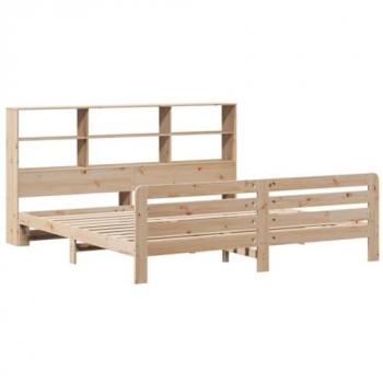 Estructura de Cama 200x200 cm sin Colchón en Madera Maciza de Pino