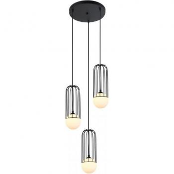 Lámpara colgante moderna Simon Negra 3 luces con pantalla negra y blanca, G9