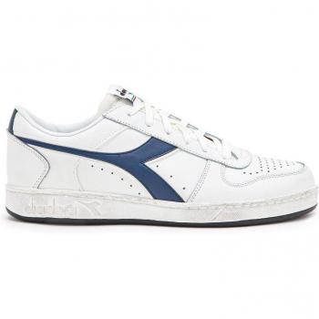 Diadora Magic Basket Low Icona Men's Sneakers - White and Blue, Size 8 US