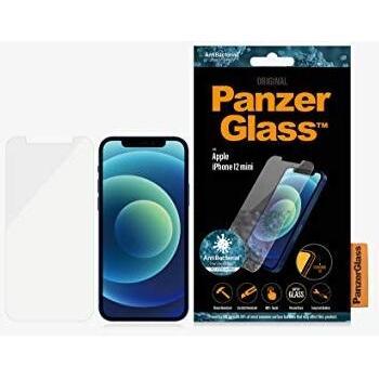 PanzerGlass Antibacterial protective glass suitable for Apple iPhone 12 Mini, standard fit.