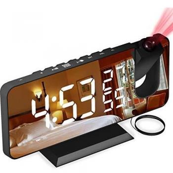 Despertador Proyector Techo Reloj Despertador Digital con Función de Radio FM para Dormitorio