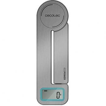 Cecotec Báscula de Cocina Cook Control 10100 EcoPower Compact. Plegable, Sin Pilas,Precisión Desde 1 gr, Pantalla LCD, Función Tara, Función sólidos y líquidos
