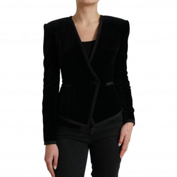Dolce & Gabbana Black Velvet Cotton Double Breasted Jacket - IT40|S, Female Blazer, Color: Black, Size: XS