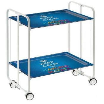 Carrito Auxiliar Plegable Don Hierro con Ruedas y 2 Estantes, Color Blanco