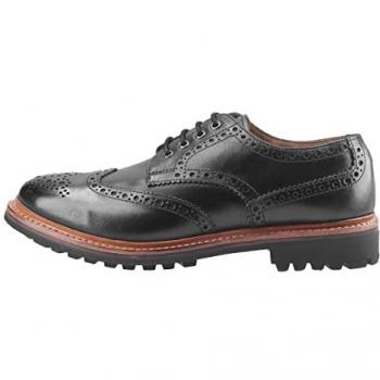 Cotswold Men's Black Leather Goodyear Welt Commando Lace-Up Shoes - Size UK 11