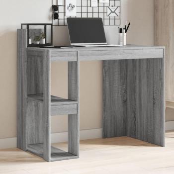 Escritorio de oficina de madera ingeniería gris 103,5x56,5x94 cm