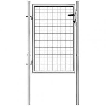 vidaXL Puerta de jardín de acero galvanizado plateado 105x150 cm