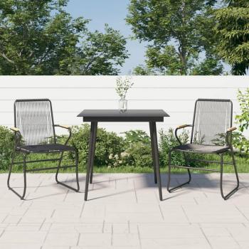 vidaXL 3 Piece Garden Dining Set Black PVC Rattan - Features: Includes a table and two chairs, made from durable black PVC rattan, weather-resistant design suitable for outdoor use, modern and stylish appearance, easy to clean surfaces