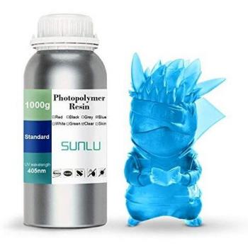 SUNLU 3D Printer Rapid Resin LCD UV-Curing Resin 405nm Standard Photopolymer Resin for LCD 3D Printing 1000 gram, Transparent Blue