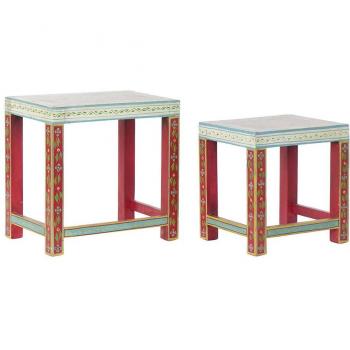 Conjunto de Mesitas Auxiliares Pack 2 - Diseño en Acrílico y Madera de Mango