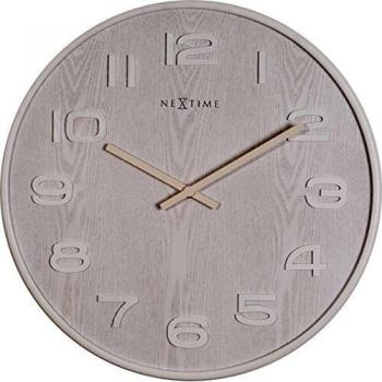 NeXtime wall clock WOOD WOOD MEDIUM, round, made of wood, white, ø 36 cm