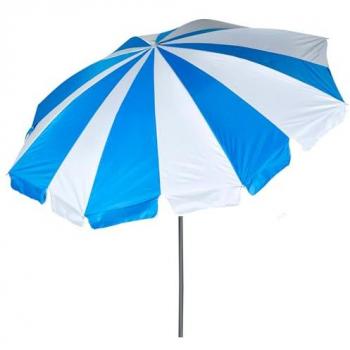 Sombrilla de Playa AKTIVE 220 cm Inclinable UV50 Franjas Azul y Blanco Mástil de Acero Tejido Poliéster Oxford con Funda de Transporte