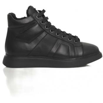 Cerruti 1881 Black Cow Leather High-Top Sneakers for Women, Size 10 US (EU40)