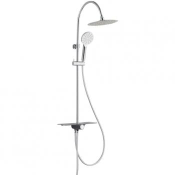 Juego de ducha fija y bandeja AQUASTAR gris antracita cromado