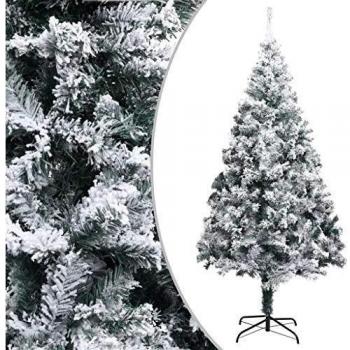 vidaXL Artificial Christmas Tree with Flocked Snow Green 210 cm PVC