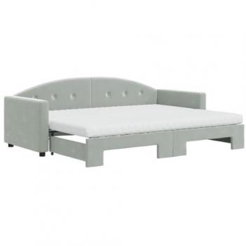 Sofá cama nido con colchón terciopelo gris claro 80x200 cm