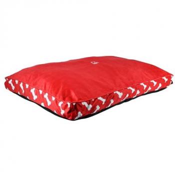 Colchón de Invierno para Perros Benetton XL Rojo Huesos - Suave, Desenfundable y Lavable (100x70 cm)