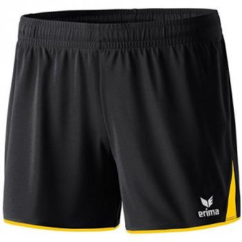 erima Classic 5 Cubos Pantalón Corto, Mujer, Negro/Amarillo, 34
