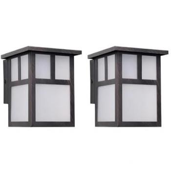 Aplique de Pared Exterior Rústico Japonés IP23 Marrón Óxido para Bombilla E27 - Forlight Osaka (2 unidades)