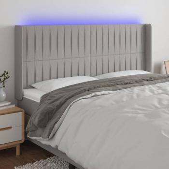 Cabecero LED Gris Claro 203x16x128 cm Tela con iluminación integrada