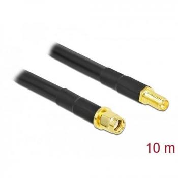 Cable Antena Coaxial DeLock 90446 RP-SMA Macho a RP-SMA Hembra 10 metros LMR/CFD300 Negro